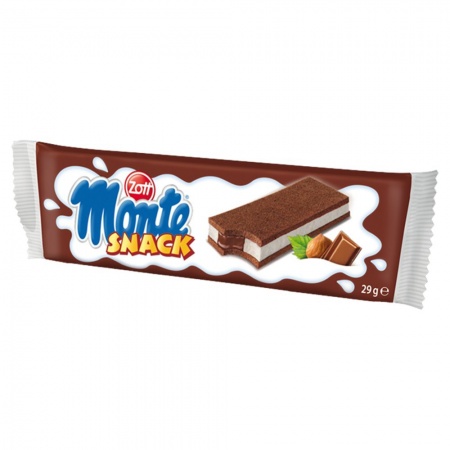Zott Monte Snack Biszkopt z kremem mlecznym i czekoladowo-orzechowym 29 g
