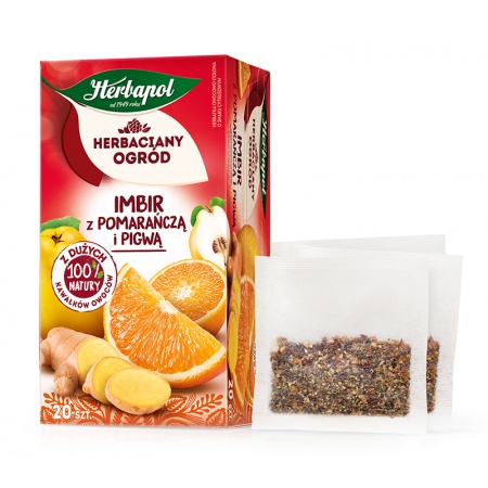 Herbapol Herbaciany Ogród Herbatka owocowo-ziołowa imbir z pomarańczą i pigwą 50 g (20 x 2,5 g)