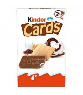 Kinder Cards Wafel wypełniony mlecznym i kakaowym nadzieniem 76,8 g (6 sztuk)