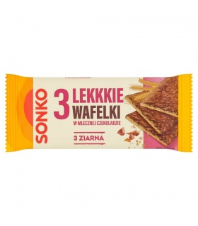 Sonko Lekkie wafelki 3 ziarna w mlecznej czekoladzie 36 g (3 sztuki)