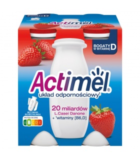 Actimel Napój jogurtowy o smaku truskawkowym 400 g (4 x 100 g)