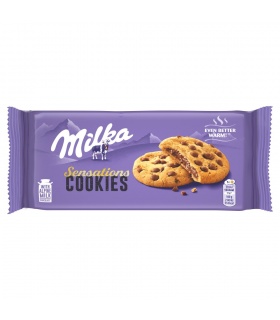 Milka Sensations Cookies Ciastka z kawałkami czekolady i nadzieniem z czekoladą mleczną 156 g