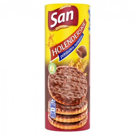 San Holenderskie Herbatniki półsłodkie oblane czekoladą mleczną 170 g