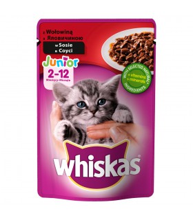 Whiskas Junior 2-12 miesięcy Karma pełnoporcjowa z wołowiną w sosie 100 g
