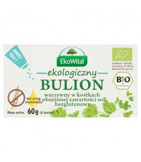 EkoWital Ekologiczny bulion warzywny w kostkach o obniżonej zawartości soli 60 g (6 sztuk)