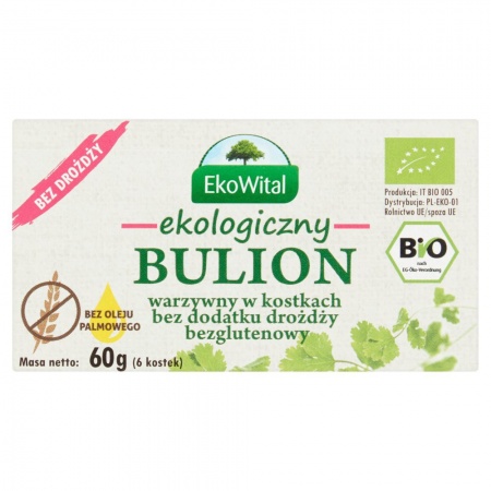 EkoWital Ekologiczny bulion warzywny w kostkach bez dodatku drożdży 60 g (6 sztuk)
